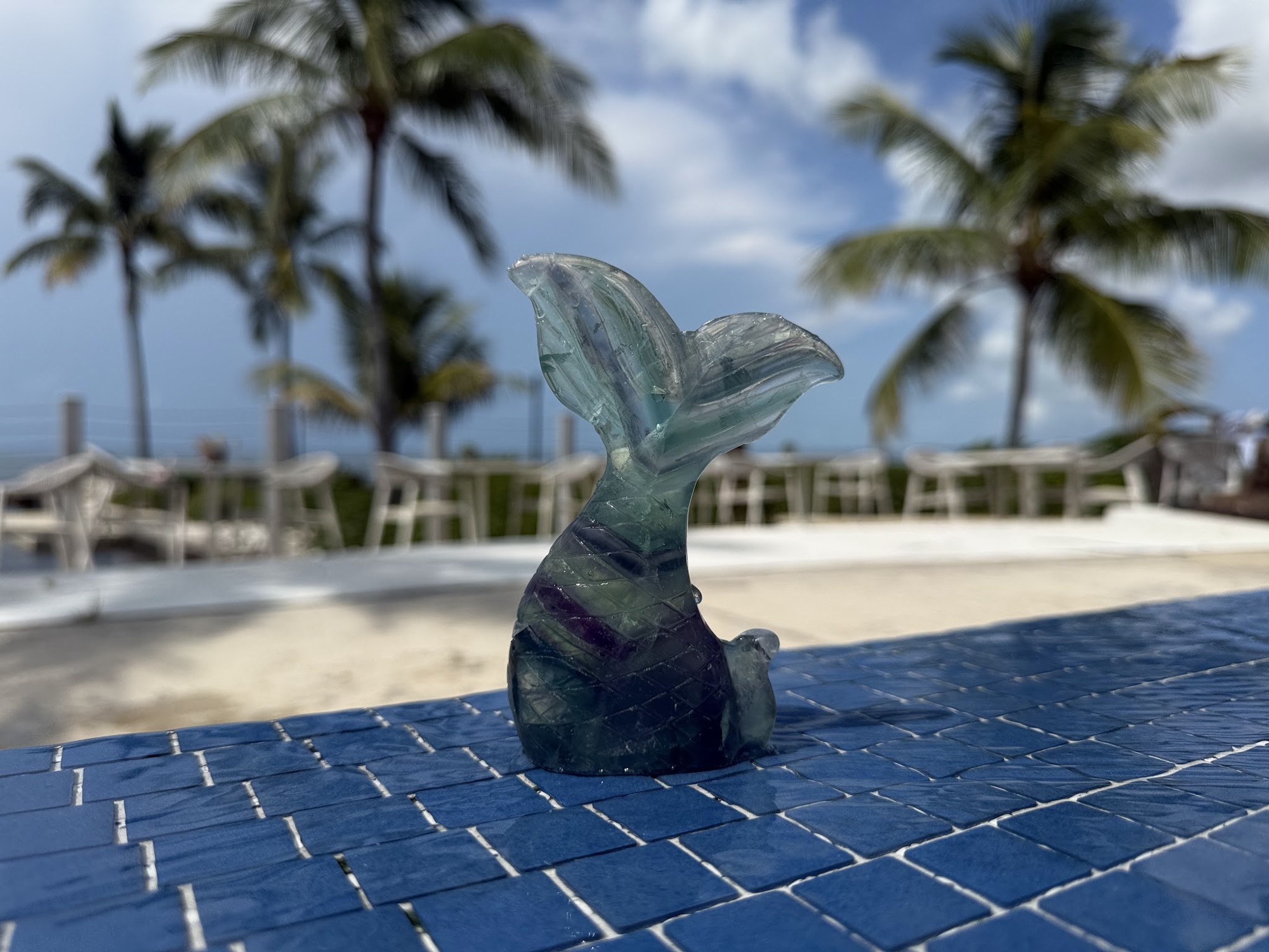 Hand-carved obsidian mermaid