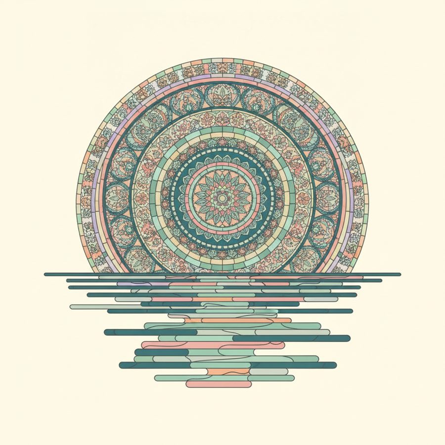 Stained Glass Ocean moon tide print
