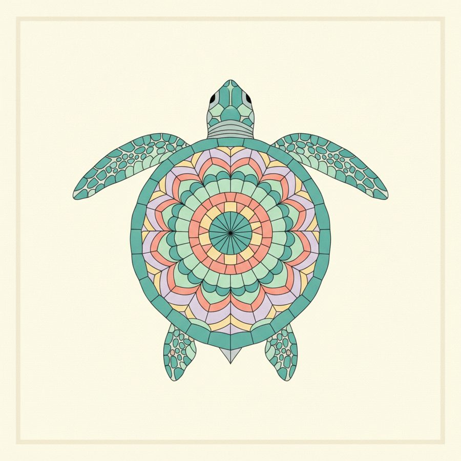Stained Glass Ocean sea turtle print