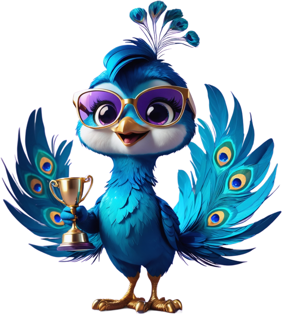 TalentScout Peacock Diva mascot